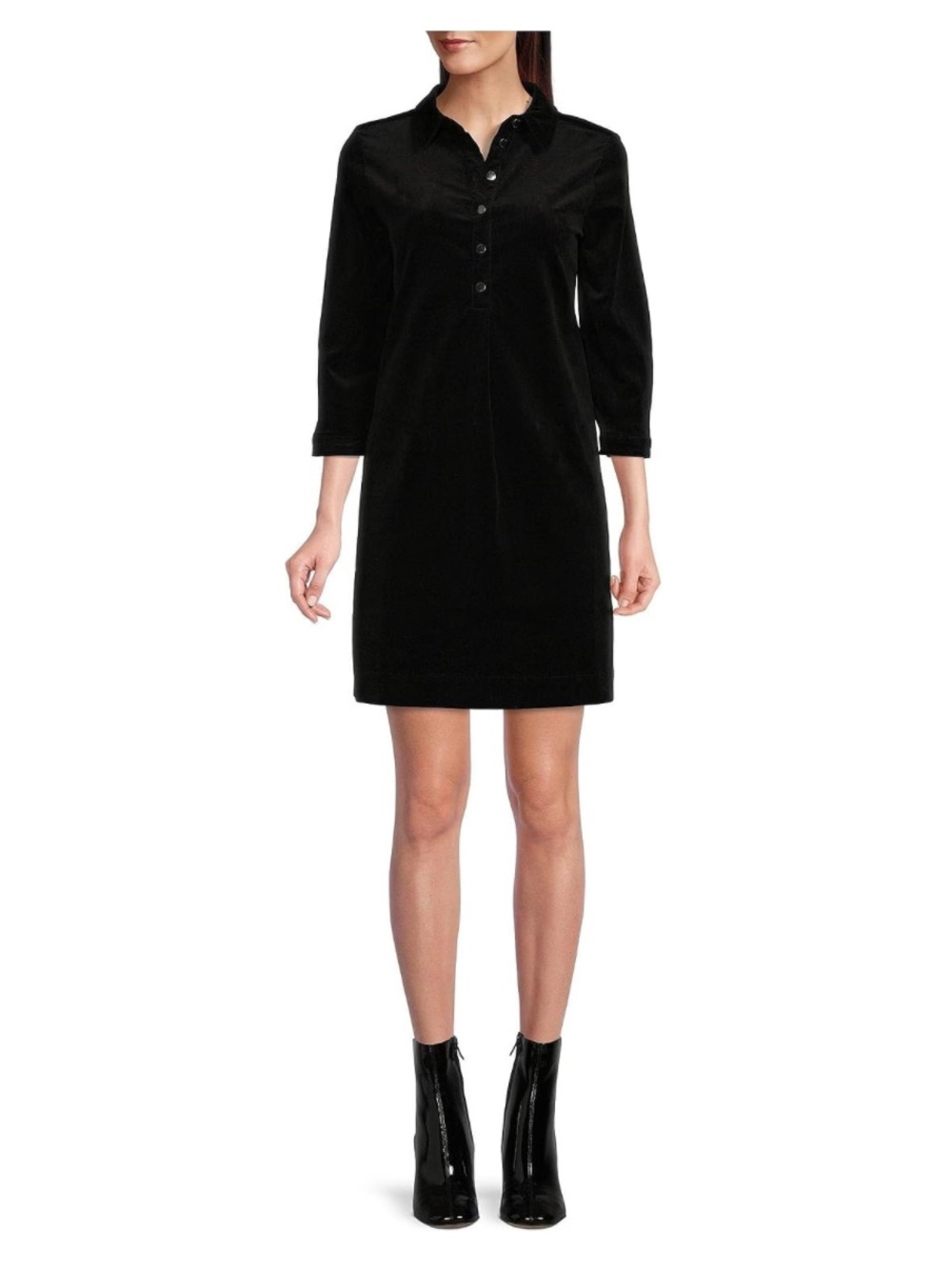 Joules Stella Black corduroy 3/4 sleeve shift Dress, size 10, fall, game day!
